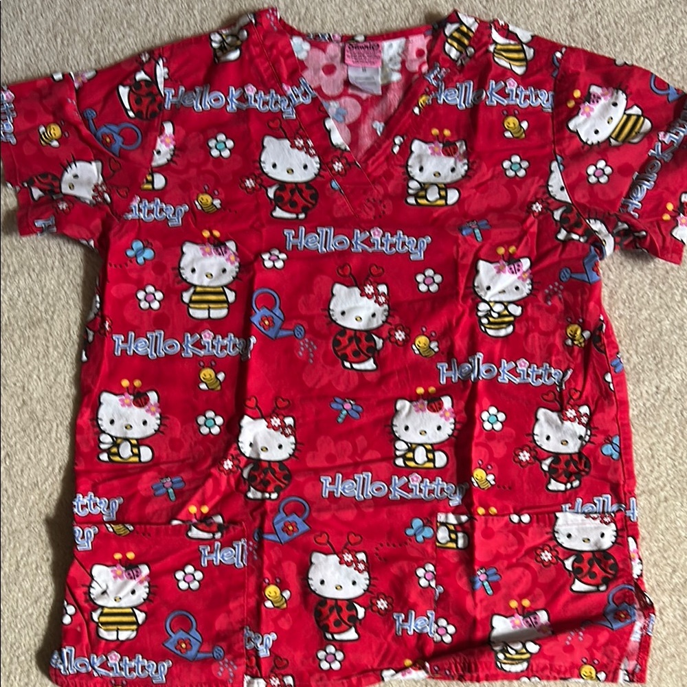 Sanrio Hello Kitty Red Scrub Top